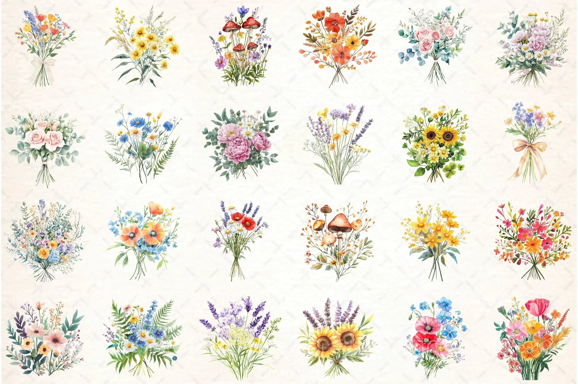 Wildflower Bouquet Clipart Bundle 99 - CraftNest - Digital Crafting and Art