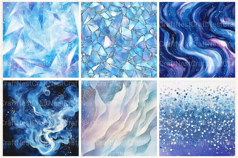 Blue Holographic Glitter Digital Paper - CraftNest - Digital Crafting and Art