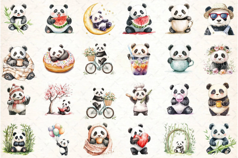 Cute Panda Clipart Bundle 9 - CraftNest - Digital Crafting and Art