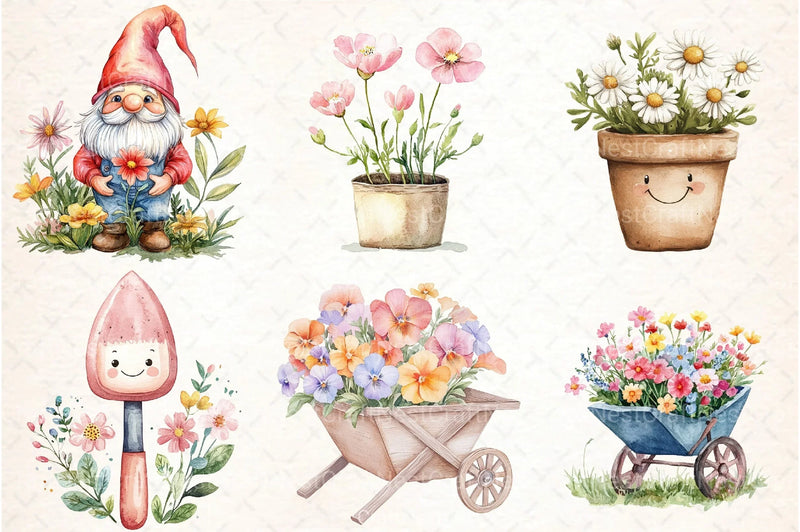 Cute Summer Gardening Clipart Bundle - CraftNest - Digital Crafting and Art