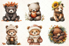 Autumn Bear Clipart Bundle - CraftNest - Digital Crafting and Art