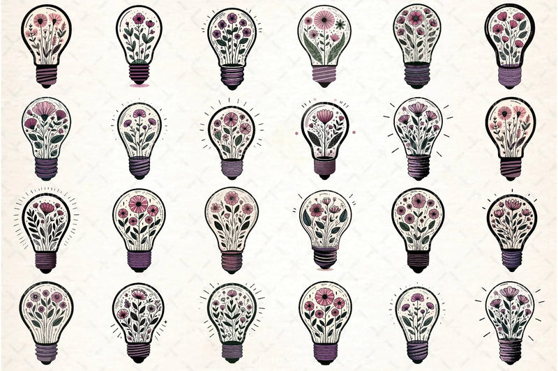Flower Light Bulb Clipart Bundle - CraftNest - Digital Crafting and Art