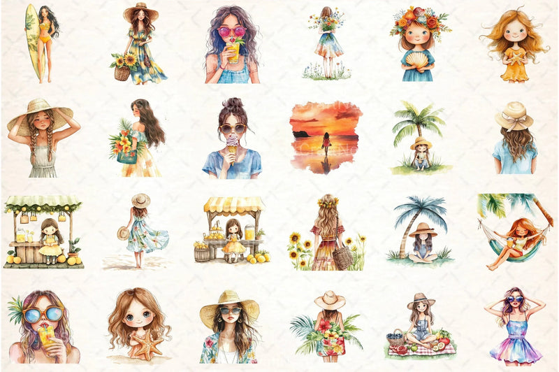 Summer Girl Clipart Bundle 56 - CraftNest - Digital Crafting and Art