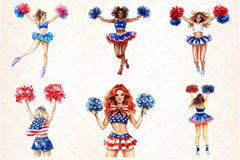 Cheerleader 4th of July Clipart Bundle - CraftNest - Digital Crafting and Art
