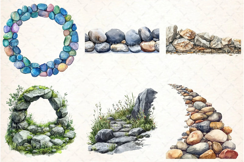 Rock Borders Clipart Bundle - CraftNest - Digital Crafting and Art