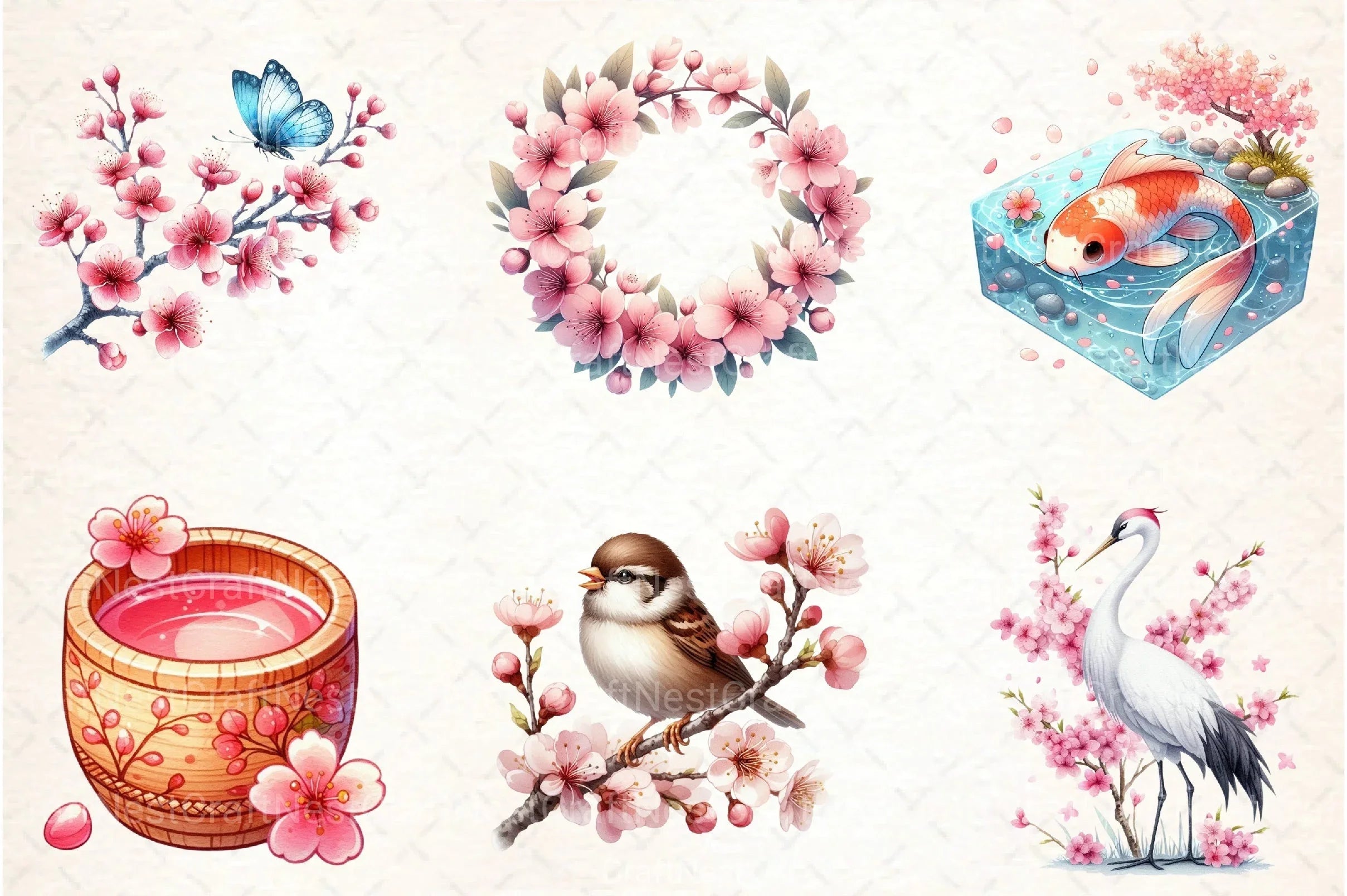 Japanese Spring Clipart Bundle - CraftNest - Digital Crafting and Art