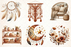 Boho Brown Clipart Bundle - CraftNest - Digital Crafting and Art