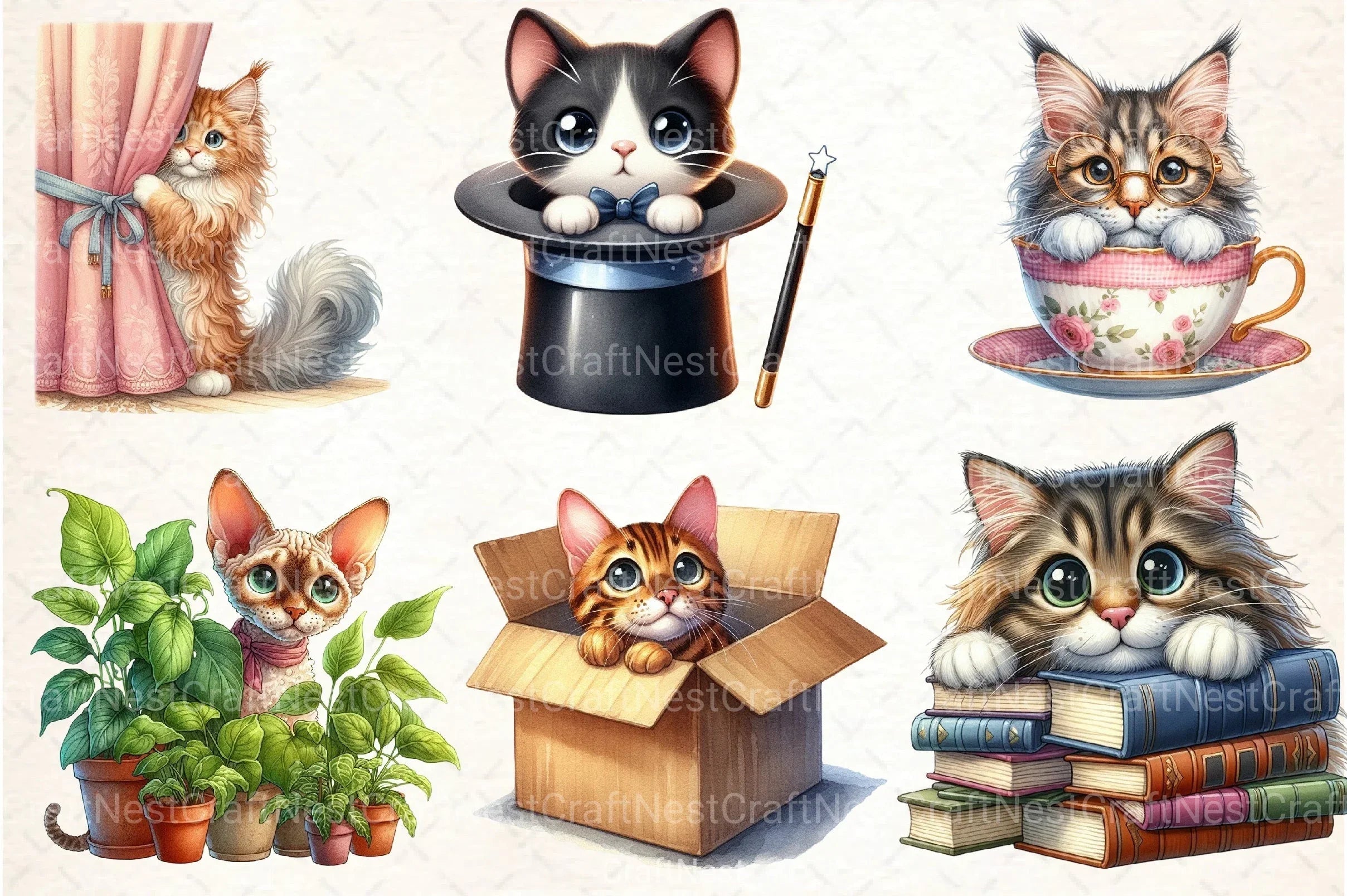 Peeking Cat Breed Clipart Bundle - CraftNest - Digital Crafting and Art