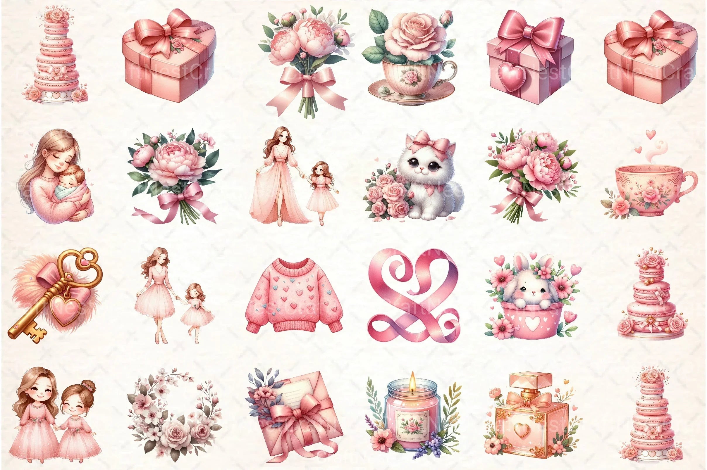 Blush Pink Mother's Day Clipart Bundle 2 - CraftNest - Digital Crafting and Art