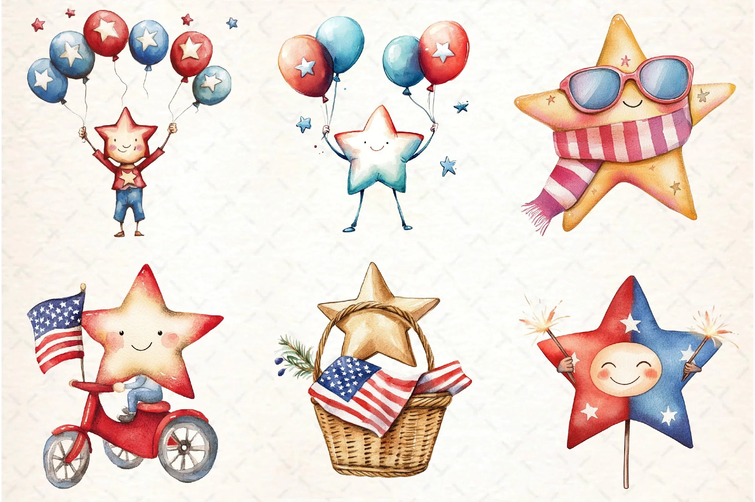 Cute Star 4th of July Clipart Bundle - CraftNest - Digital Crafting and Art