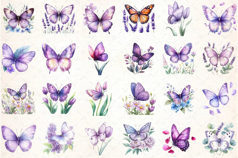 Purple Spring Butterfly Clipart Bundle - CraftNest - Digital Crafting and Art