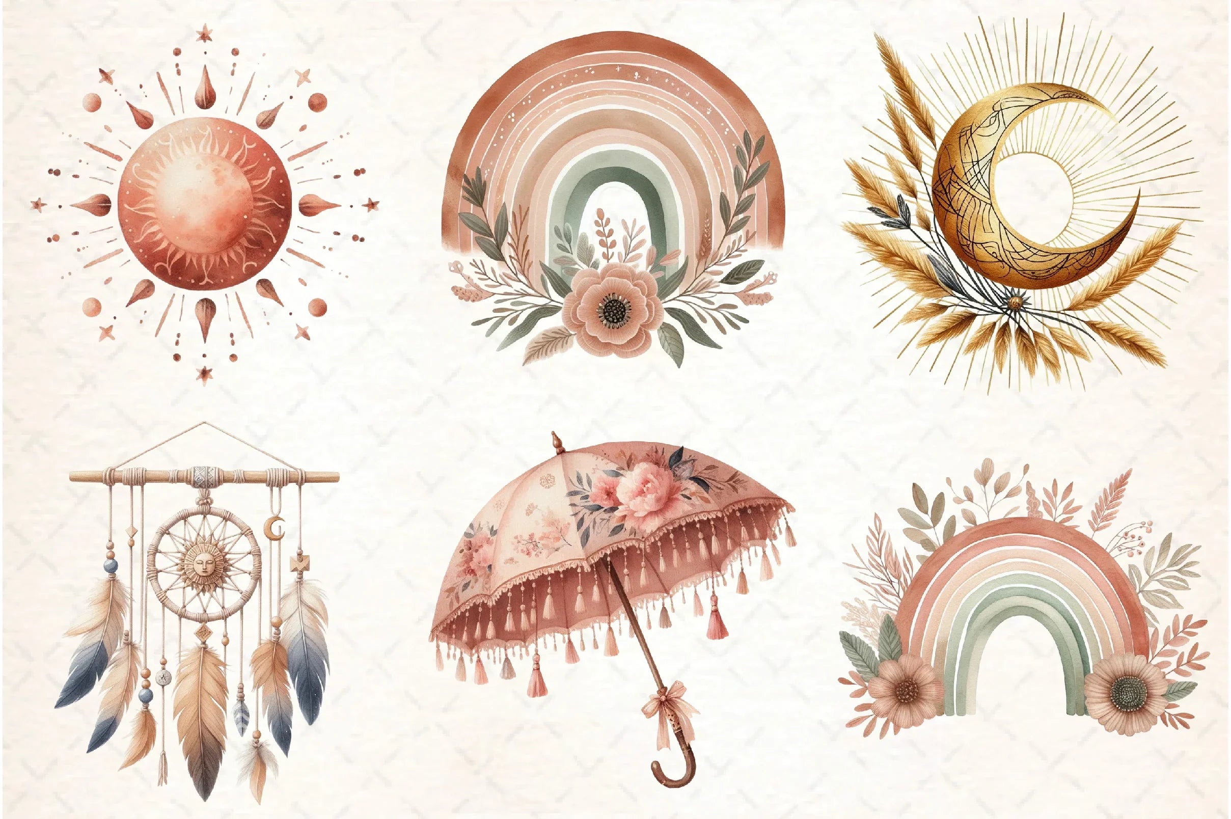 Boho Summer Clipart Bundle - CraftNest - Digital Crafting and Art