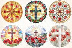 Poppy & Cross Faux Stained Glass Clipart Bundle 13 - CraftNest - Digital Crafting and Art