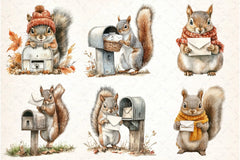 Autumn Squirrel with Mailbox Clipart Bundle 4 - CraftNest - Digital Crafting and Art
