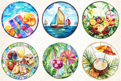 Stained Glass Summer Design Clipart Bundle - CraftNest - Digital Crafting and Art