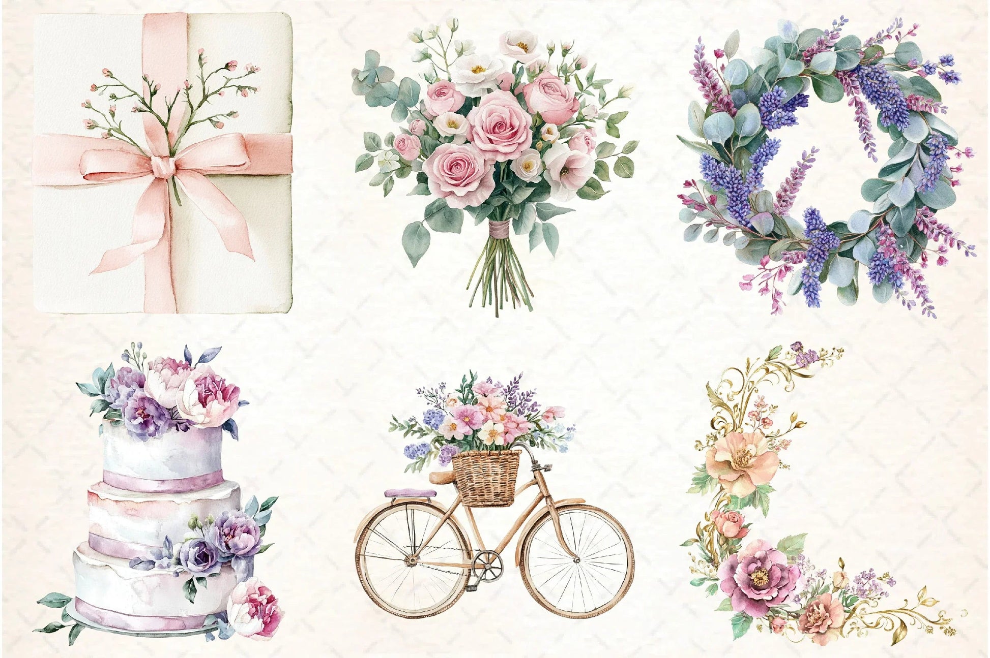 Pastel Floral Wedding Clipart Bundle Collection - CraftNest - Digital Crafting and Art