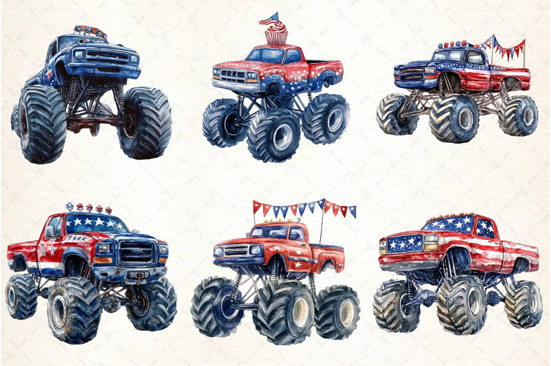 Monster Truck 4th of July Clipart Bundle - CraftNest - Digital Crafting and Art