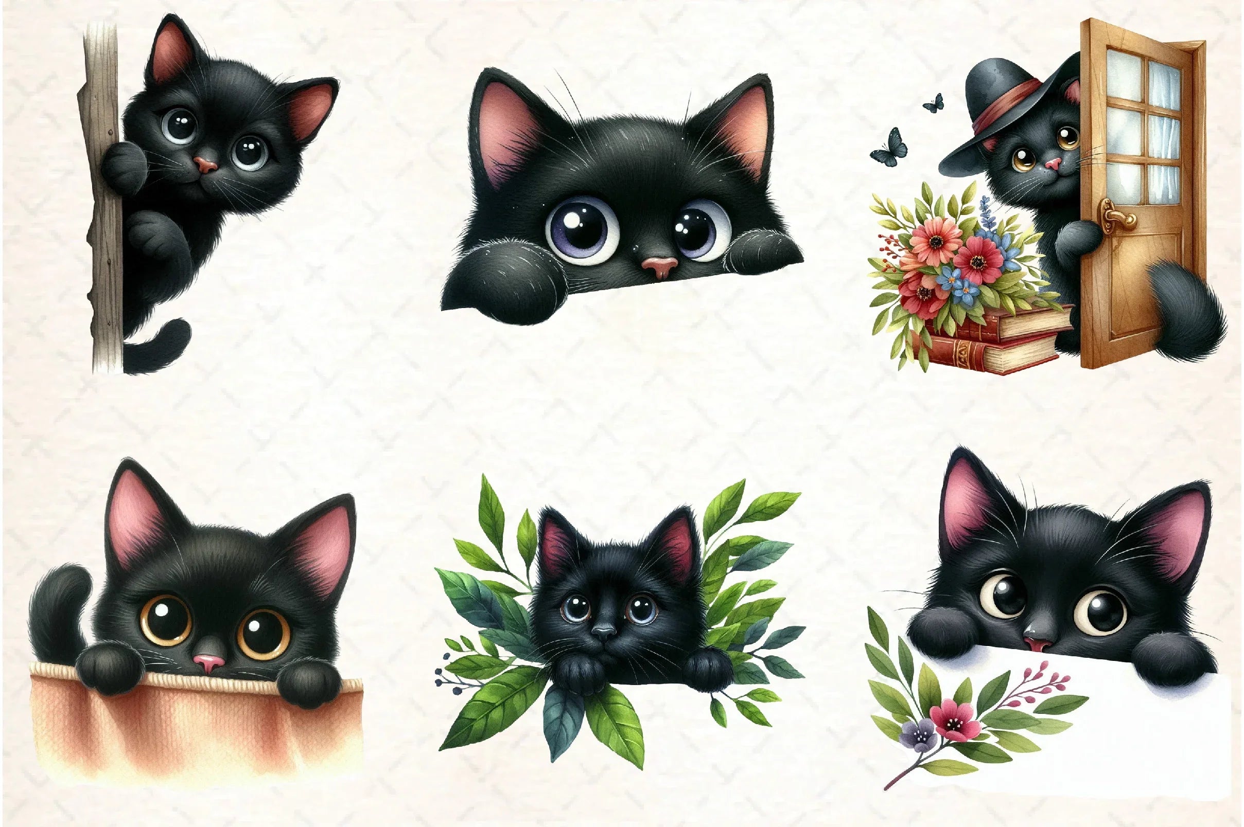 Peeking Black Cat Clipart Bundle - CraftNest - Digital Crafting and Art