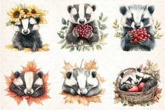 Autumn Badger Clipart Bundle - CraftNest - Digital Crafting and Art