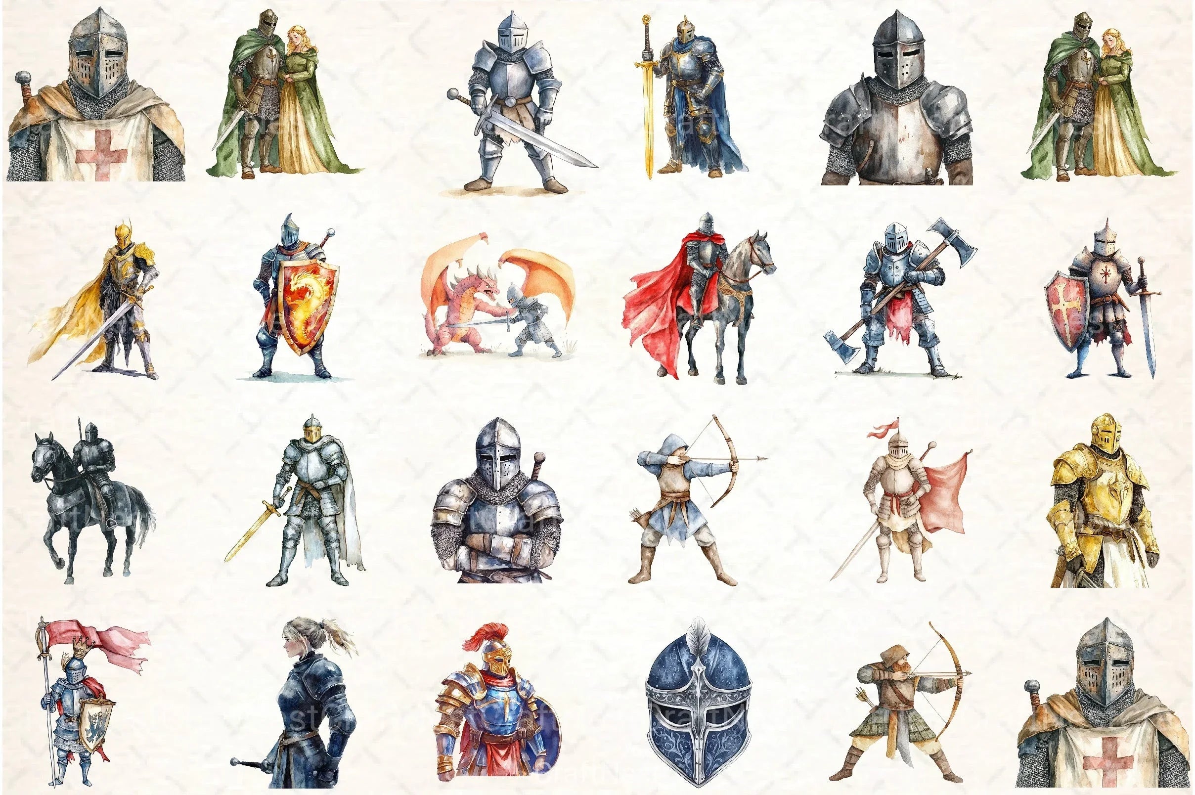 Medieval Knight Clipart Bundle - CraftNest - Digital Crafting and Art