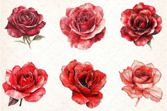 Red Lithograph Roses Clipart Bundle - CraftNest - Digital Crafting and Art