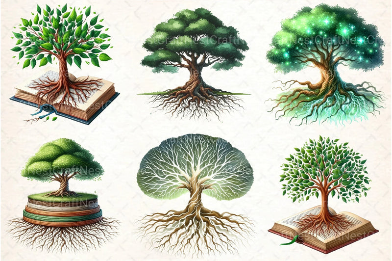 Green Tree with Roots Clipart Bundle - CraftNest - Digital Crafting and Art