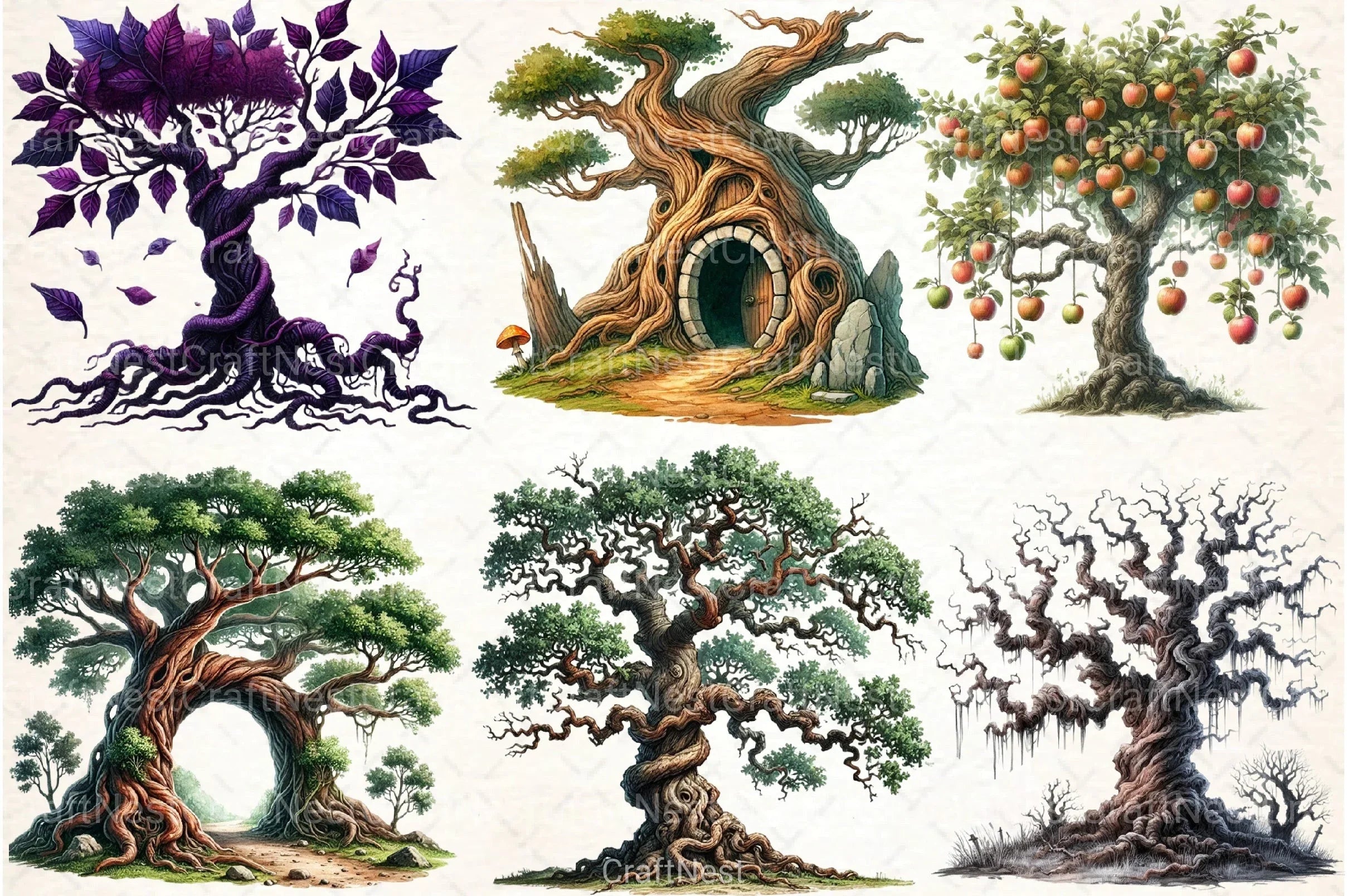 Old Tree Clipart Bundle - CraftNest - Digital Crafting and Art