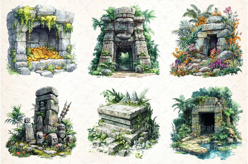 Jungle Tomb Clipart Bundle - CraftNest - Digital Crafting and Art