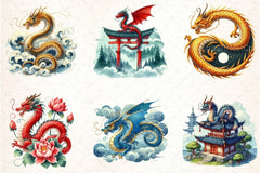 Japanese Dragon Clipart Bundle - CraftNest - Digital Crafting and Art