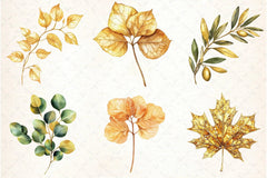 Golden Ornament Leaves Clipart Bundle - CraftNest - Digital Crafting and Art