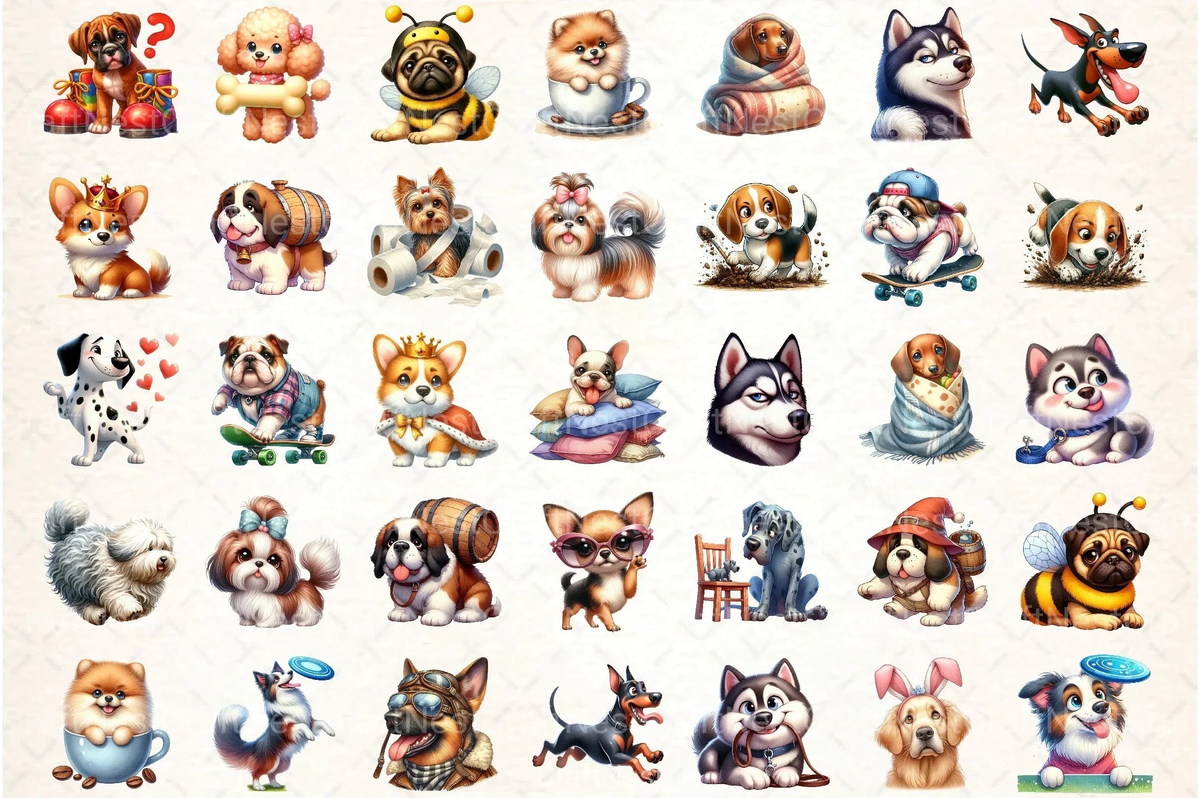 Cute & Funny Dog Breeds Clipart Bundle - CraftNest - Digital Crafting and Art