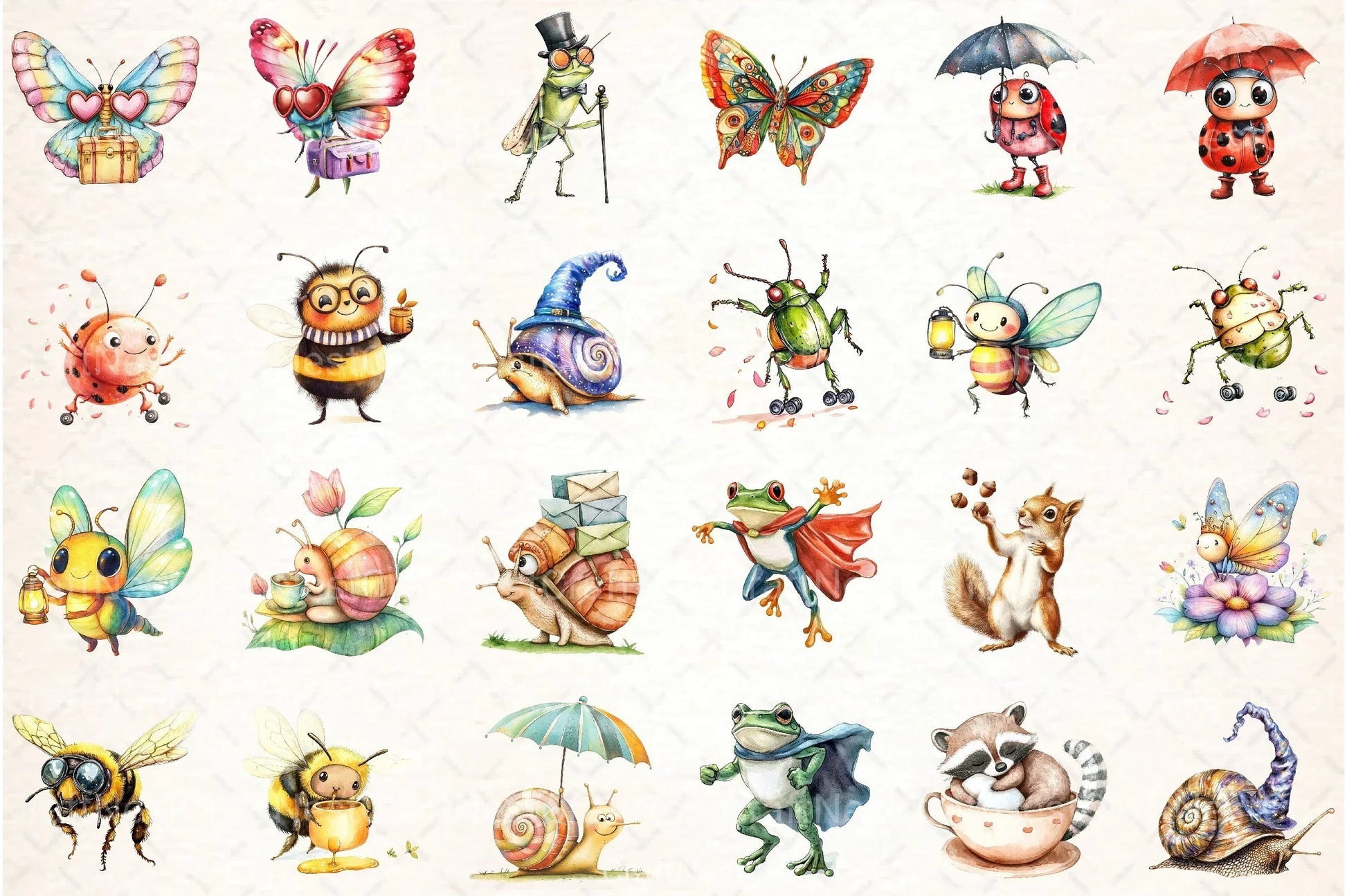 Quirky Whimsical Insects & Animals Clipart Bundle 99 - CraftNest - Digital Crafting and Art