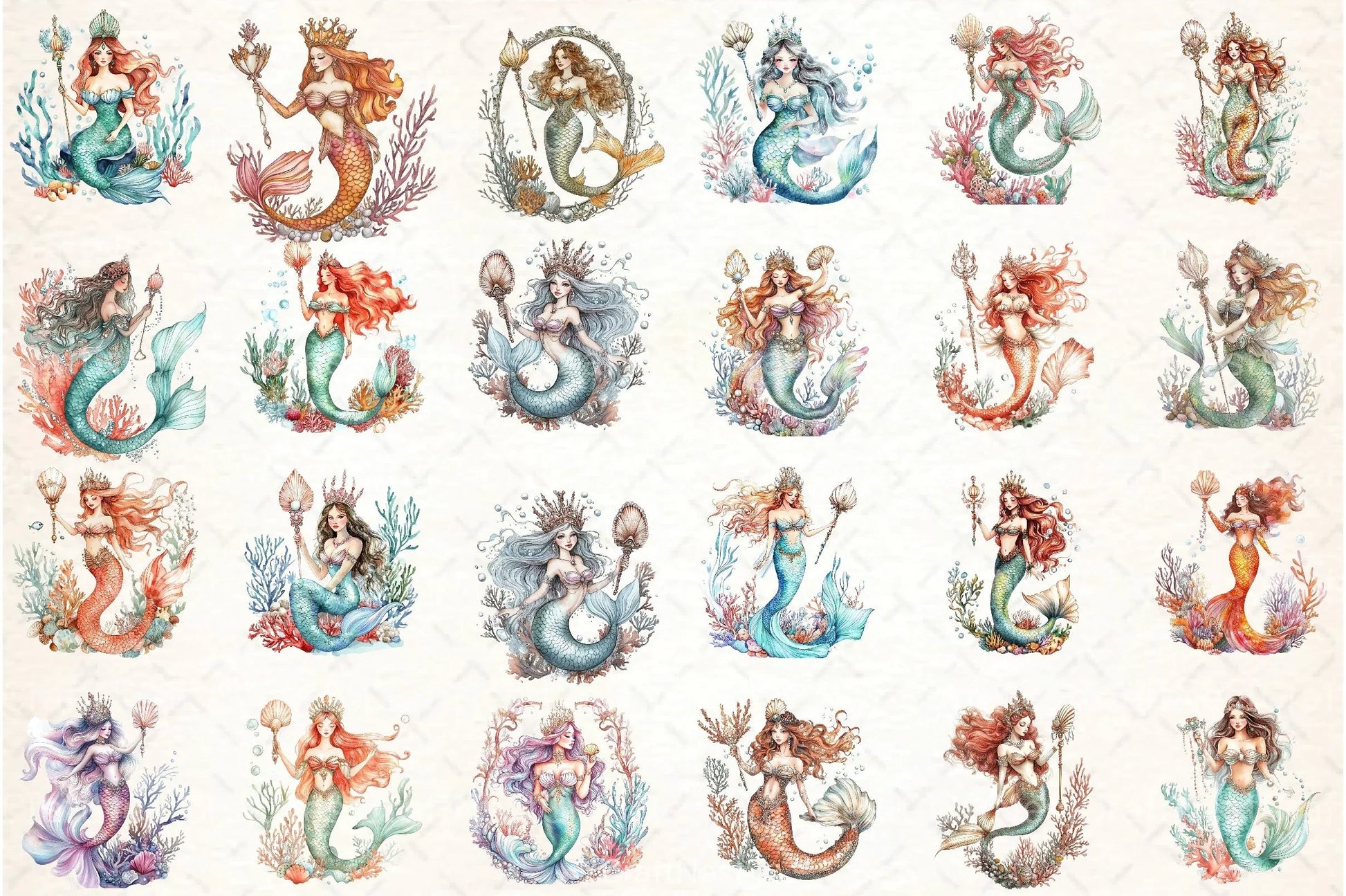 Mermaid Clipart Bundle 55 - CraftNest - Digital Crafting and Art