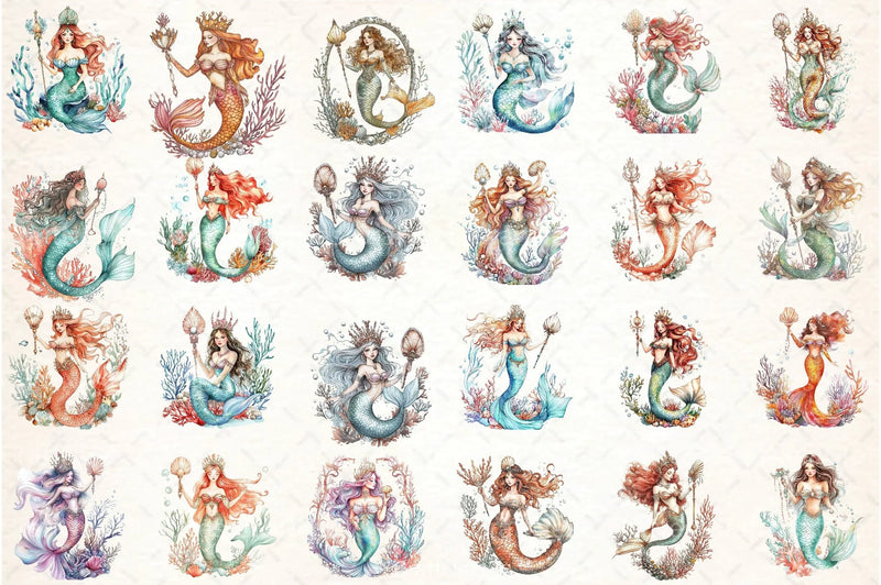 Mermaid Clipart Bundle 55 - CraftNest - Digital Crafting and Art