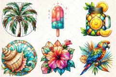 Stained Glass Summer Clipart Bundle - CraftNest - Digital Crafting and Art