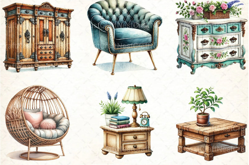 Home Furniture Clipart Bundle 99 - CraftNest - Digital Crafting and Art