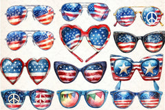 Patriotic 4th of July Sunglasses Clipart Bundle - CraftNest - Digital Crafting and Art
