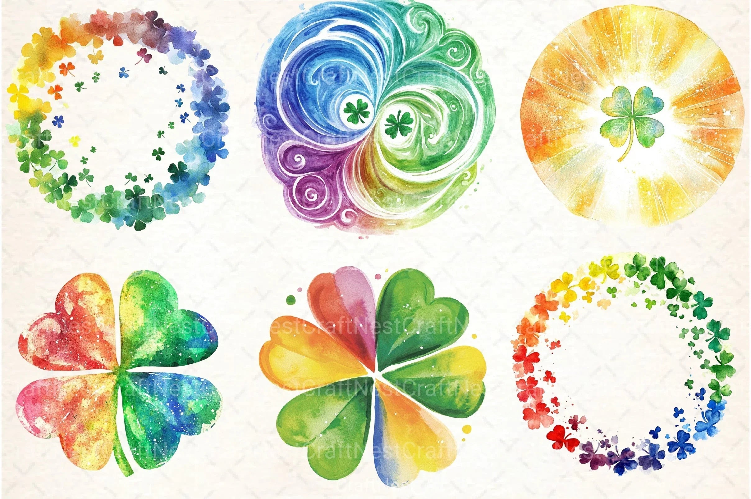 Rainbow Shamrock Circles Clipart Bundle 7 - CraftNest - Digital Crafting and Art