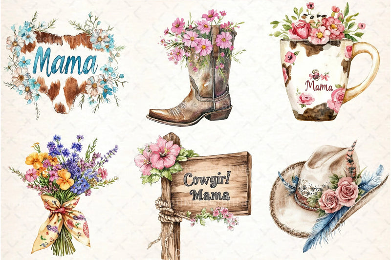 Western Mother's Day Cowgirl Clipart Bundle 99 - CraftNest - Digital Crafting and Art
