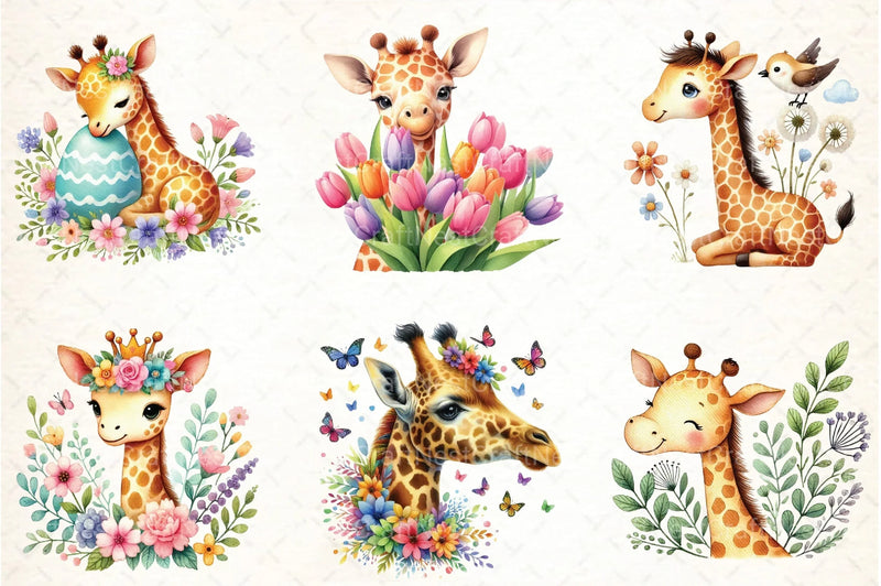 Giraffe Spring Clipart Bundle 1 - CraftNest - Digital Crafting and Art