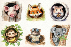 Funny Animals in Hole Clipart Bundle - CraftNest - Digital Crafting and Art