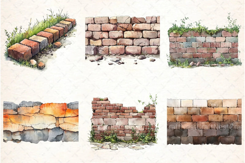 Brick Wall Clipart Bundle - CraftNest - Digital Crafting and Art