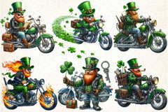 St. Patrick's Day Leprechaun Biker Clipart Bundle - CraftNest - Digital Crafting and Art