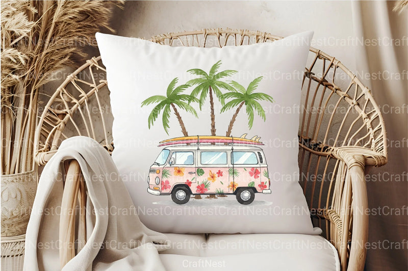 Vintage Van with Surfboards Clipart Bundle 2 - CraftNest - Digital Crafting and Art
