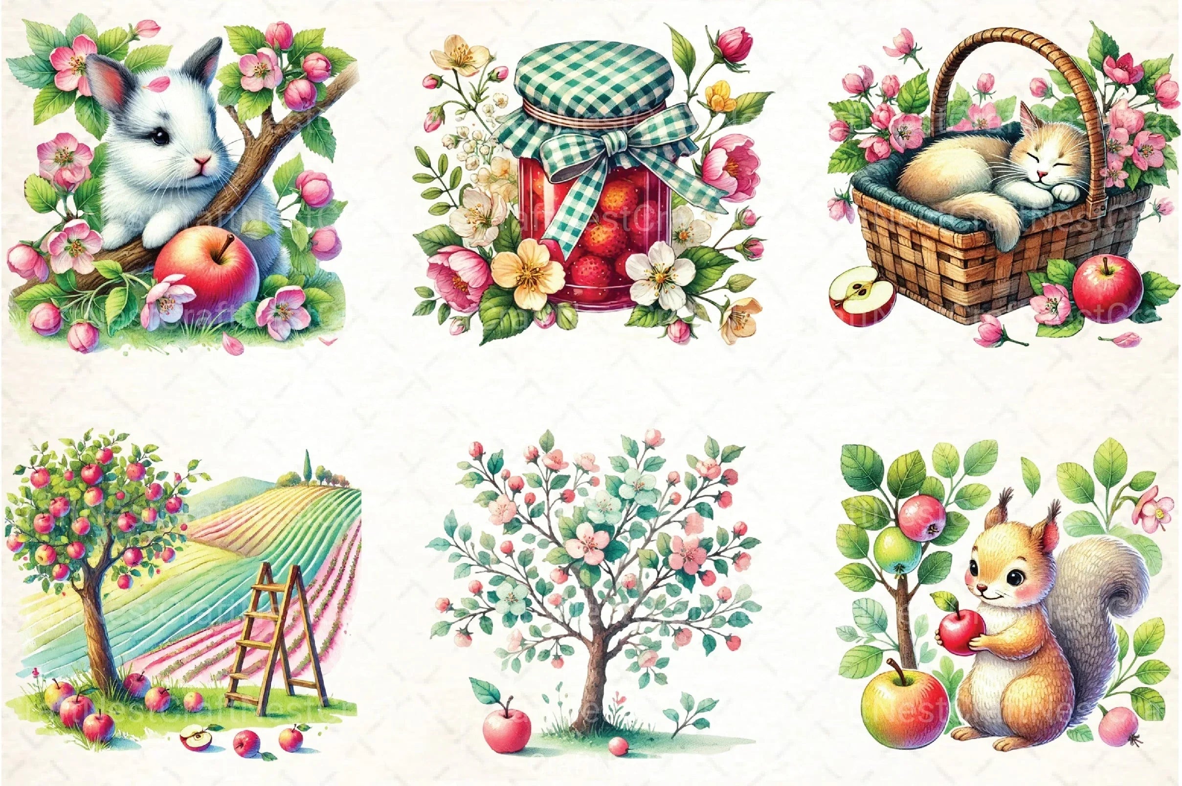 Spring Apple Harvest Clipart Bundle 45 - CraftNest - Digital Crafting and Art