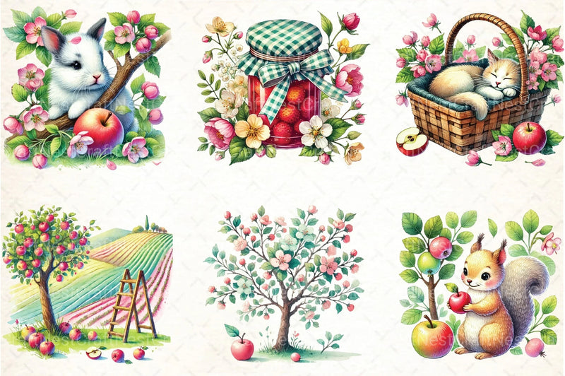 Spring Apple Harvest Clipart Bundle 45 - CraftNest - Digital Crafting and Art