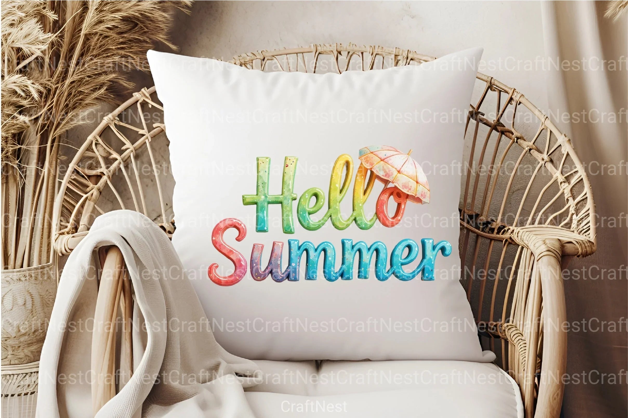 Watercolor Hello Summer Clipart Bundle 2 - CraftNest - Digital Crafting and Art