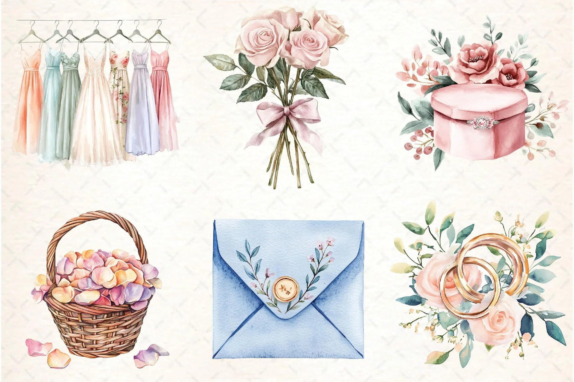Pastel Floral Wedding Clipart Bundle Collection - CraftNest - Digital Crafting and Art