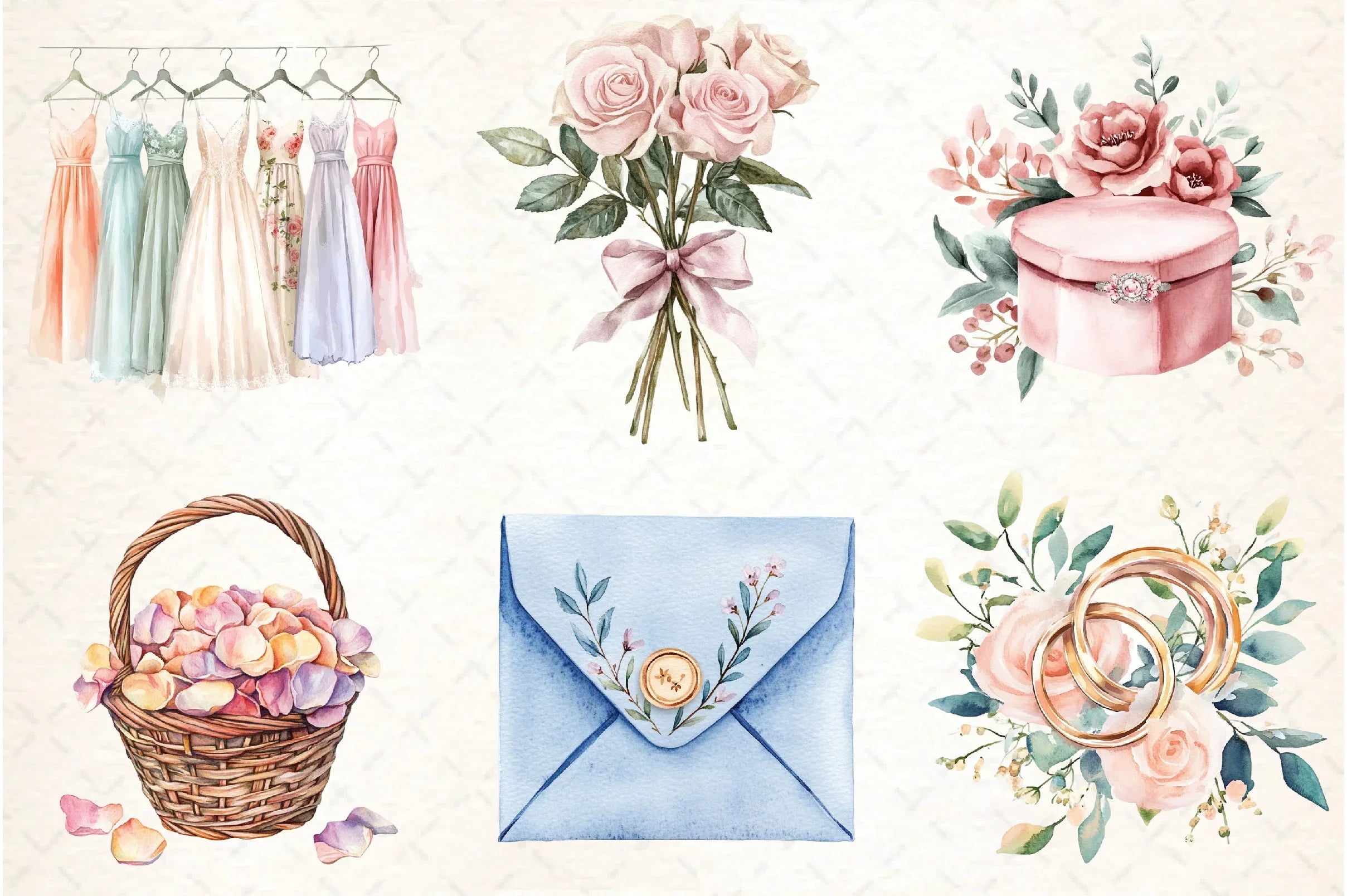 Pastel Floral Wedding Clipart Bundle Collection - CraftNest - Digital Crafting and Art