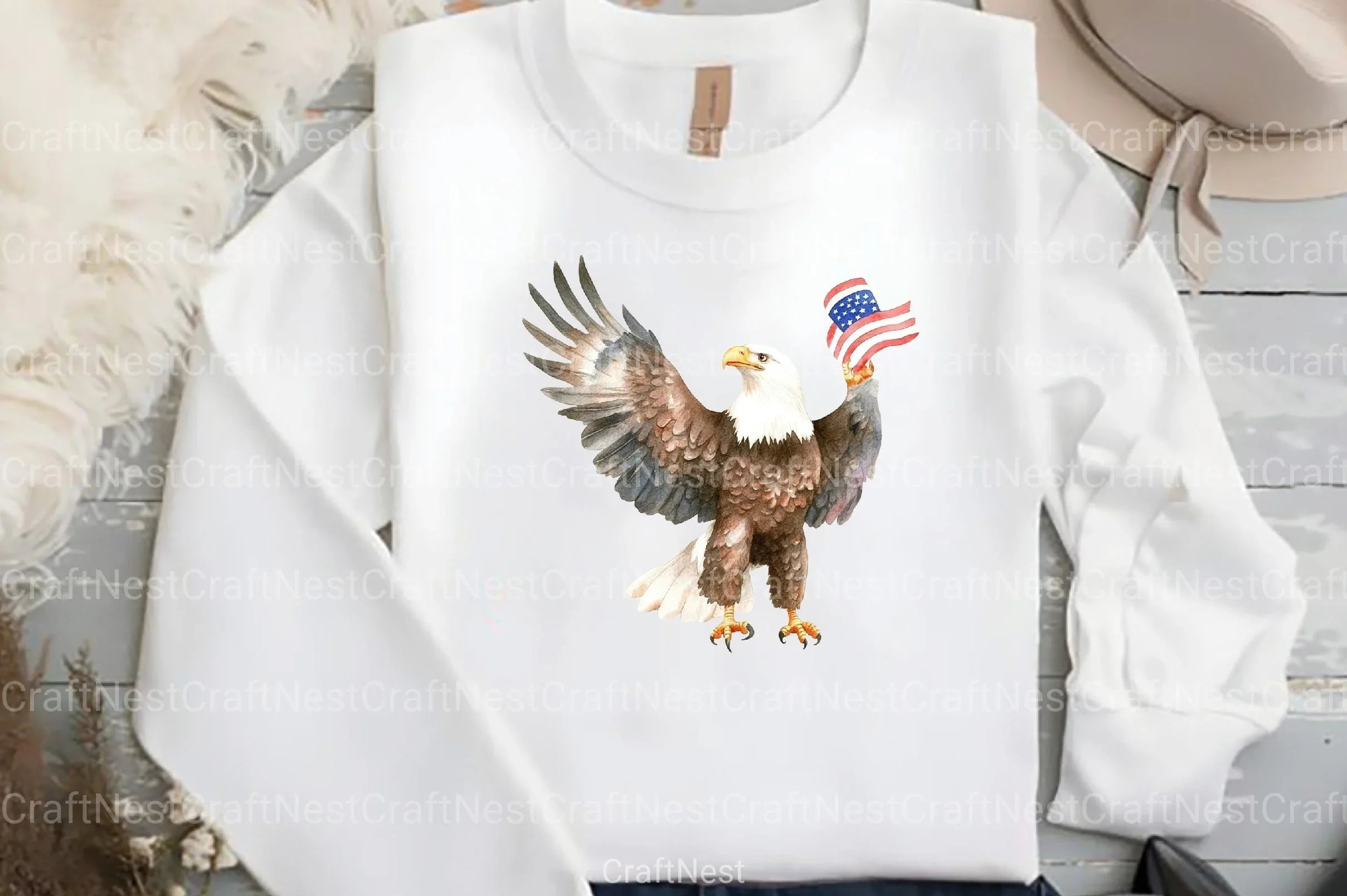 Cute Baby Bald Eagle 4th of July Clipart Bundle 1 - CraftNest - Digital Crafting and Art
